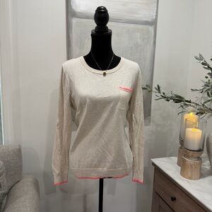GAP Lightweight Sweater Cream with Hot Pink Accents